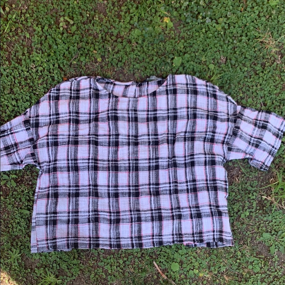 Zara Lightweight Plaid Crop Top